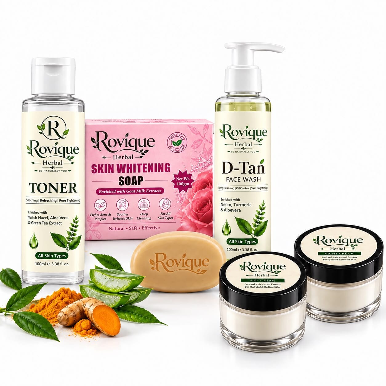 Skin Whitening Combo I DTan face wash, Day cream , Night cream, Toner